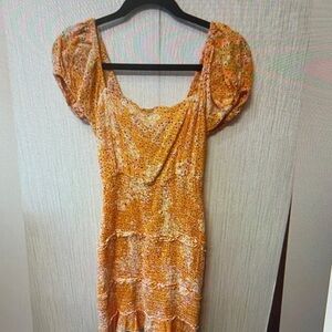Sim and Sam Orange Square Neck Mini Dress size medium